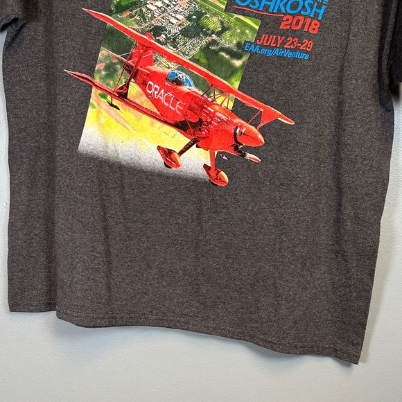 Hanes Gray Graphic Tee OshKosh Air-venture Mens Large - Picture 7 of 9